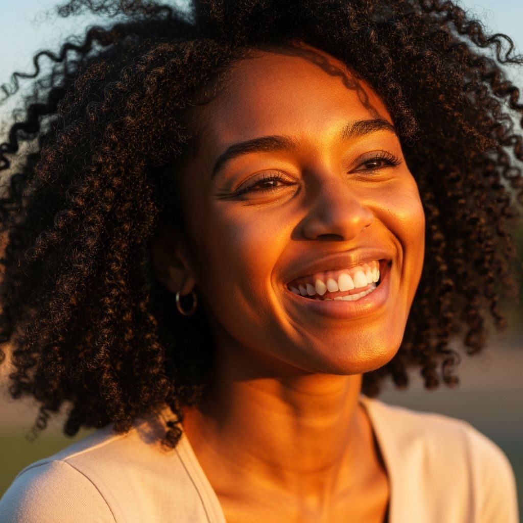 Joyful woman embracing wellness
